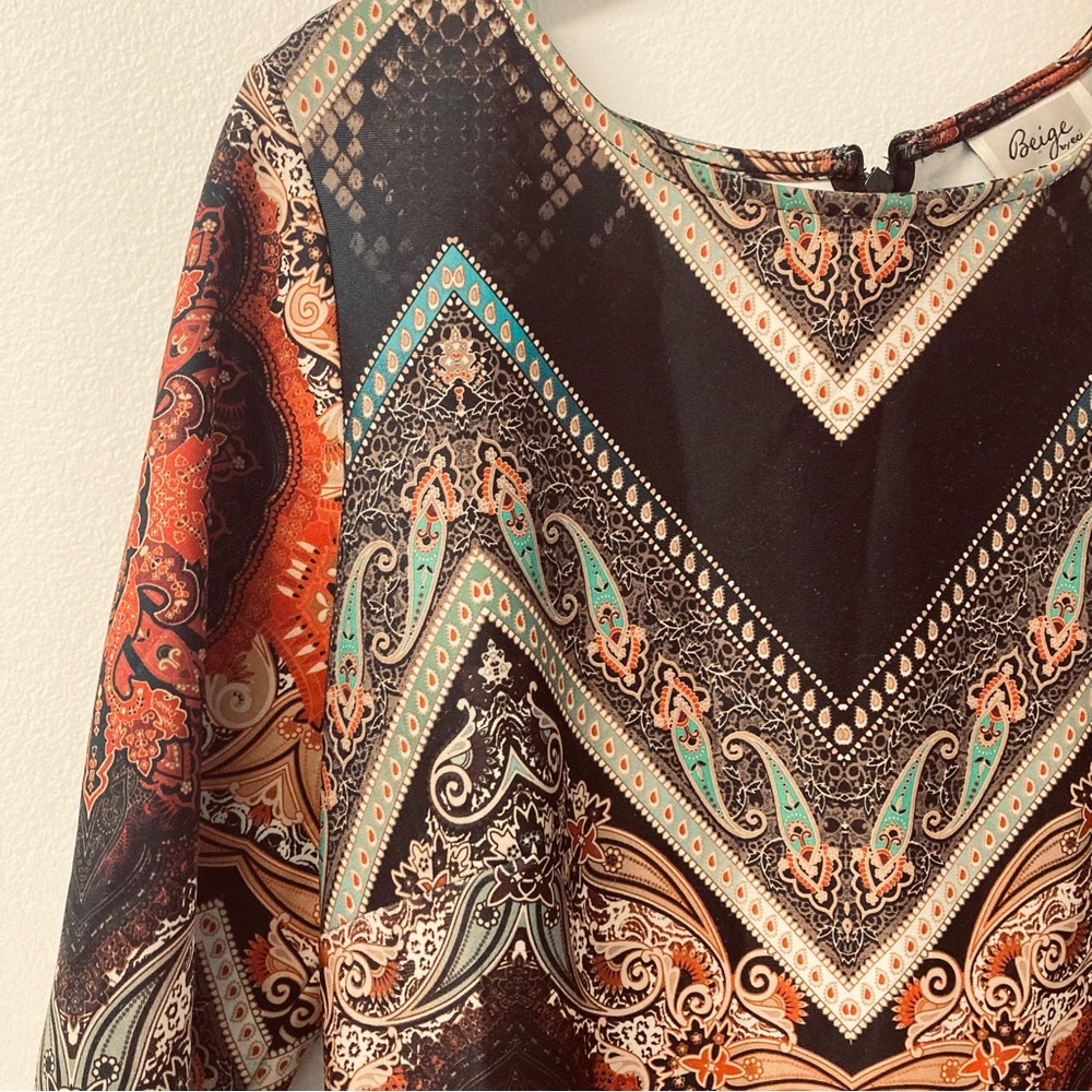 Beige By Eci Elegant Multicolor Patterned Dress - image 2